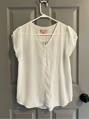 Philosophy White Blouse with Black Micro Dots Size S Polka Dot Feminine Office